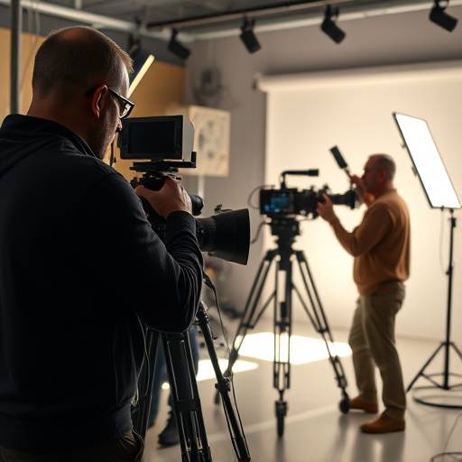 Equipo de producción trabajando en el estudio